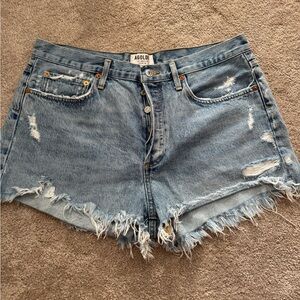 Agolde Light Blue Jean Shorts
